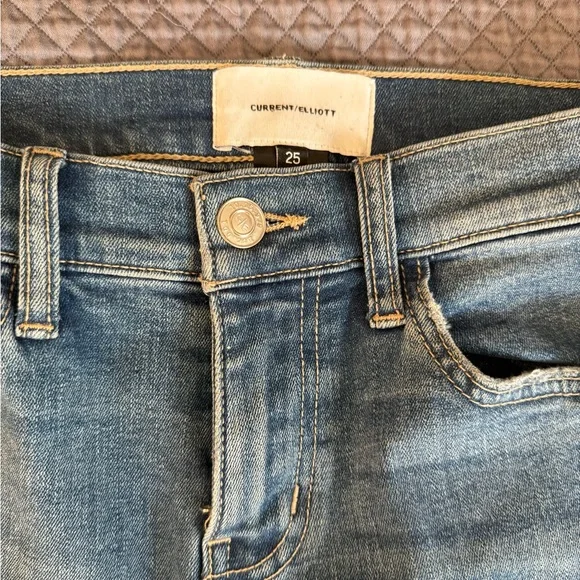 Current/Elliott Women's Distressed Blue Skinny Jeans - Picture 6 of 10